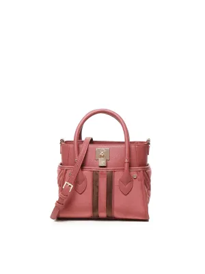 Velvet Pink Embroidered Bag with Padlock