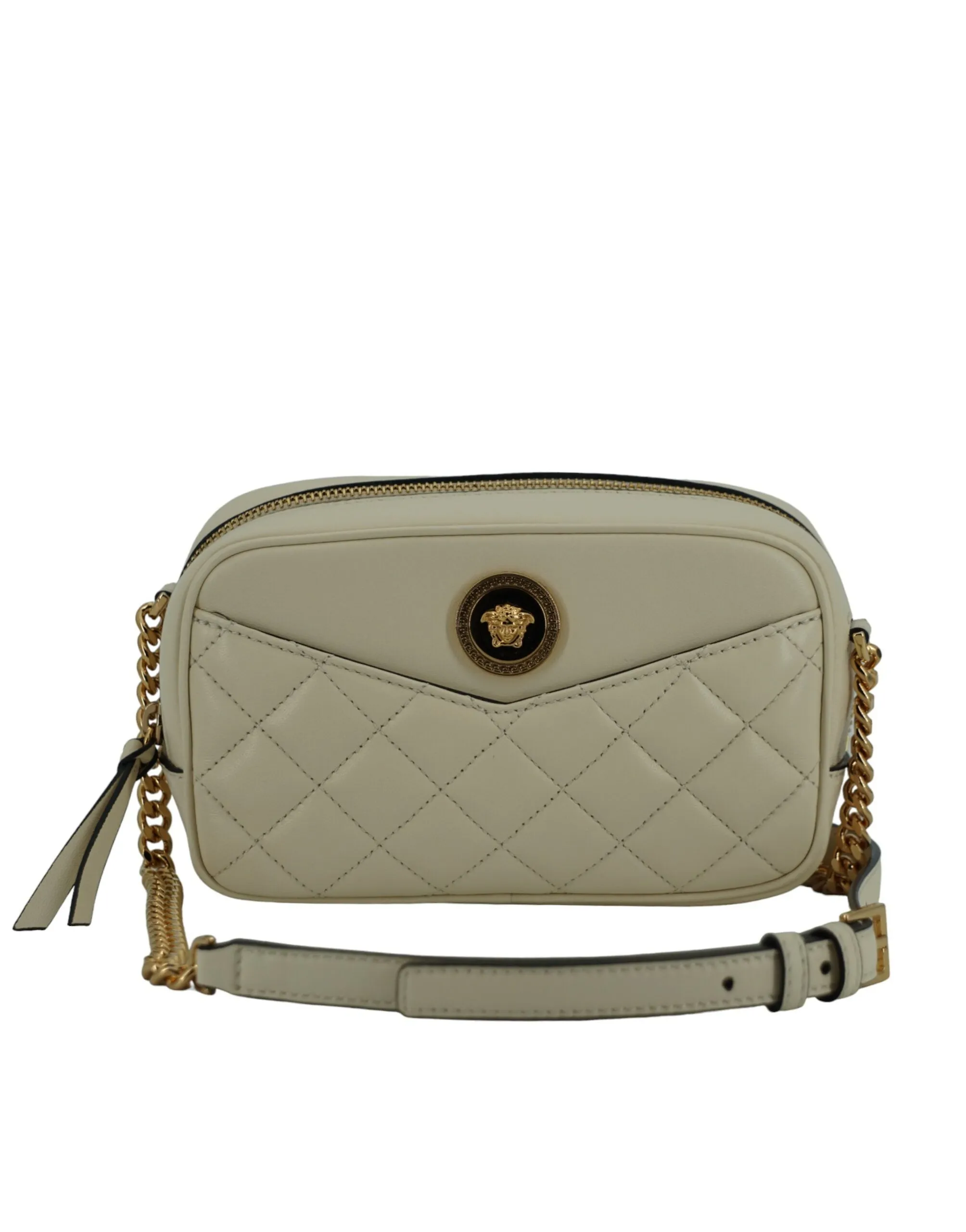 Versace Medusa Creme White & Silver Camera Crossbody Bag