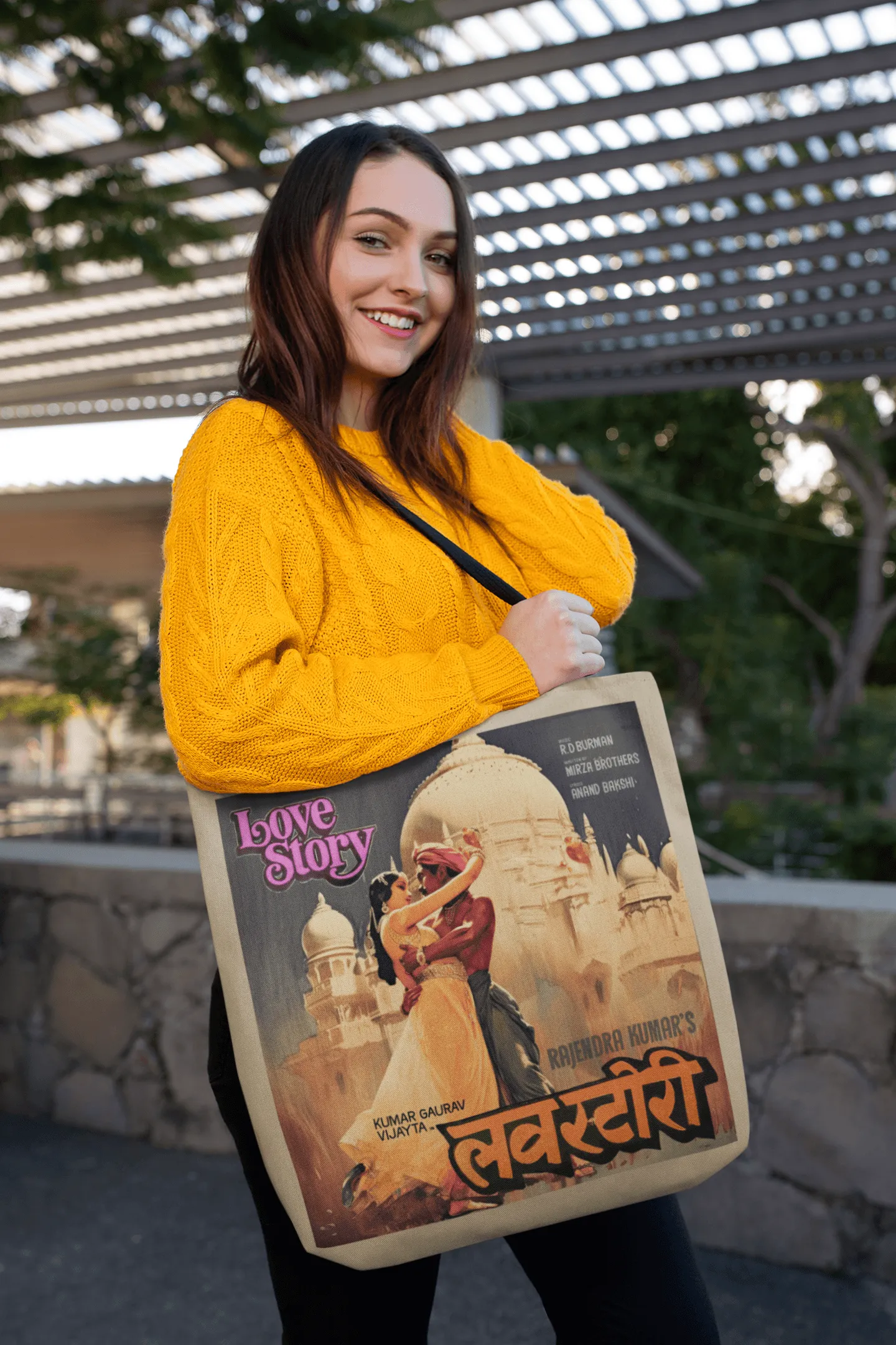 Vintage Bollywood Movie Poster Tote Bag - Love Story