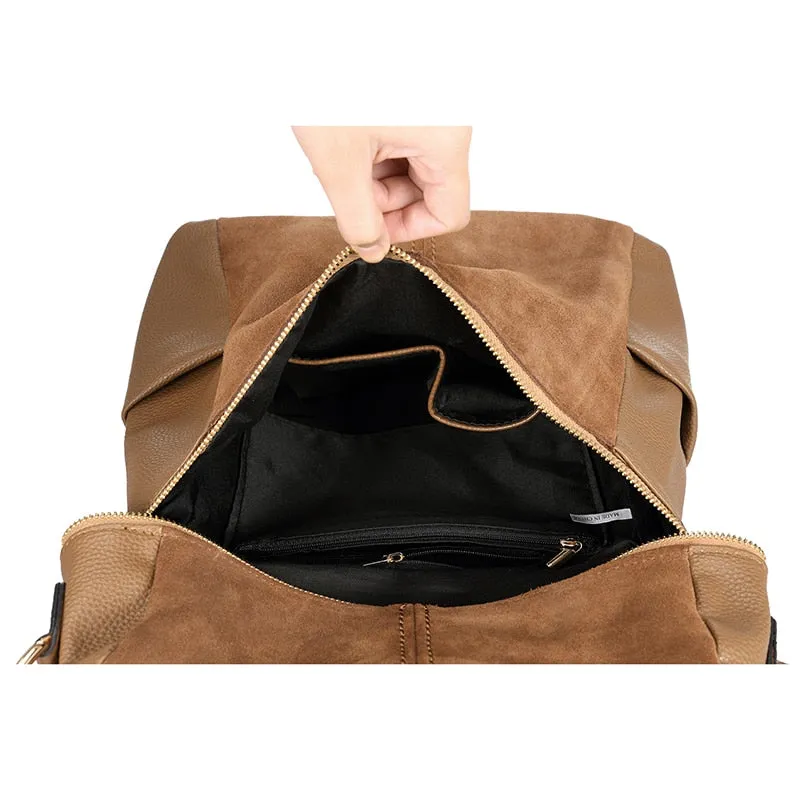 Women's Vintage Vegan Leather Tote Backpack