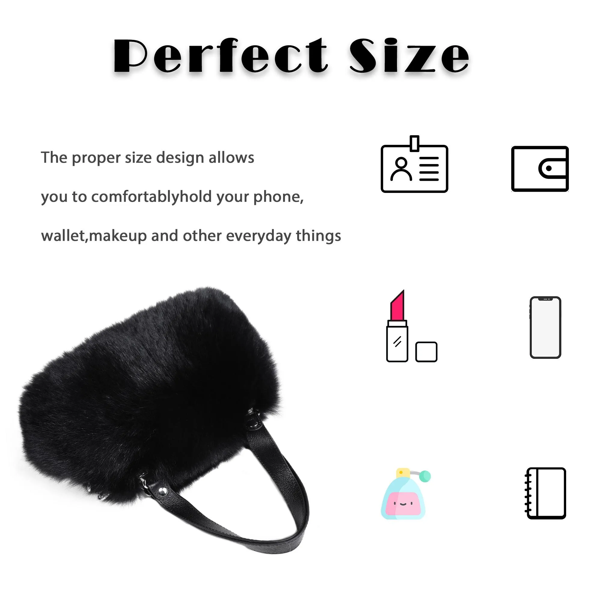 Women's Winter Fur Fox Handbag Leather Ladies Shoulder Bag FS19808